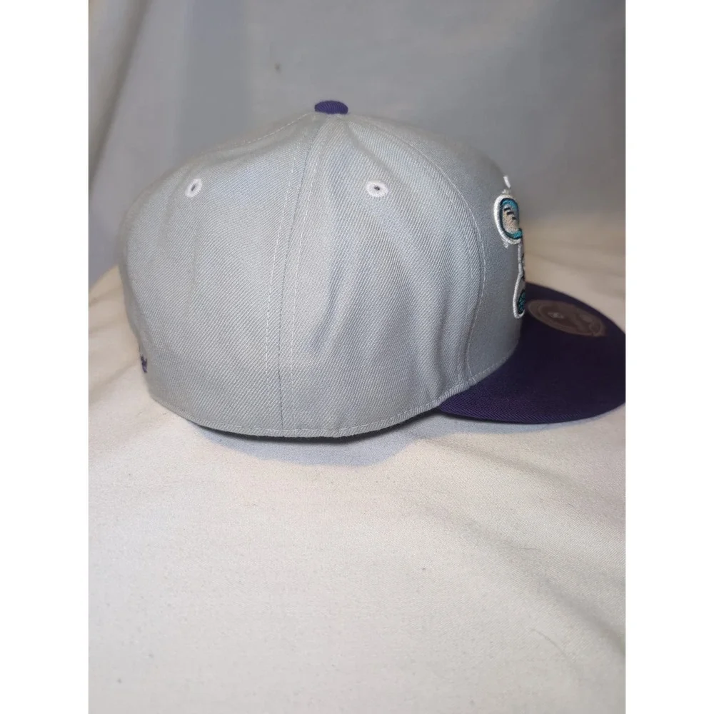 Mitchell & Ness Charlotte Hornets NBA Fitted Hat Purple/Gray Sz 8
